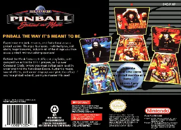 Super Pinball - Behind the Mask (USA) box cover back